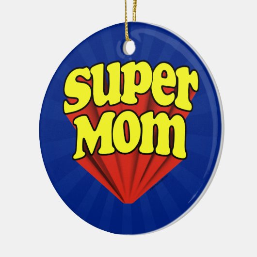 Super Mam Red/Yellow/Blue Superheld Moederdag Keramisch Ornament (Links)