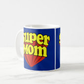 Super Mam Red/Yellow/Blue Superheld Moederdag Koffiemok (Voorkant links)