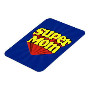 Super Mam Red/Yellow/Blue Superheld Moederdag Magneet
