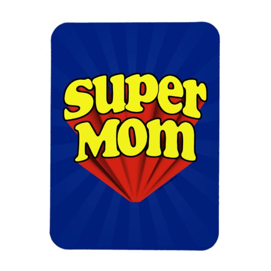Super Mam Red/Yellow/Blue Superheld Moederdag Magneet (Verticaal)
