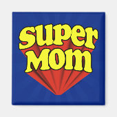 Super Mam Red/Yellow/Blue Superheld Moederdag Magneet (Voorkant)