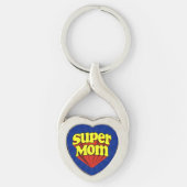 Super Mam Red/Yellow/Blue Superheld Moederdag Sleutelhanger (Voorkant)