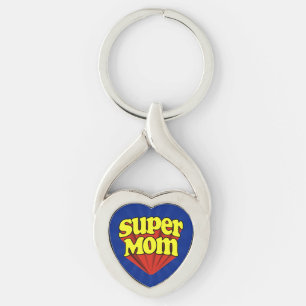 Super Mam Red/Yellow/Blue Superheld Moederdag Sleutelhanger