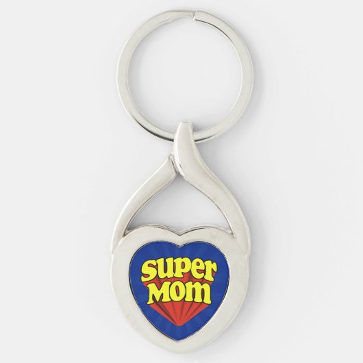 Super Mam Red/Yellow/Blue Superheld Moederdag Sleutelhanger (Voorkant)