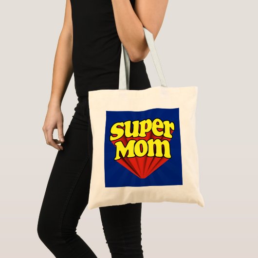 Super Mam Red/Yellow/Blue Superheld Moederdag Tote Bag (Voorkant (product))