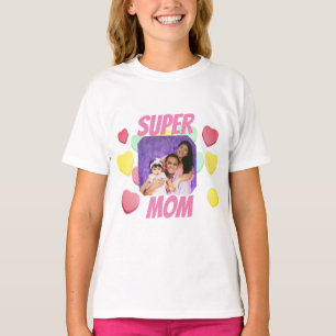 Super Mam Roze en kleurrijke harten   MOEDERDAG T-shirt