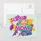 Super mam Saving the World Briefkaart (Voorkant / Achterkant)