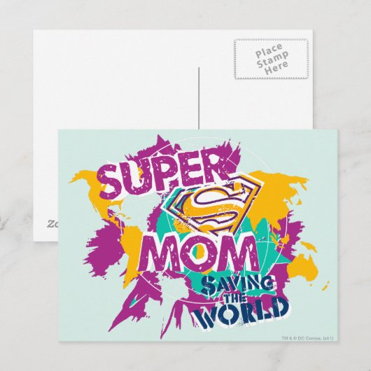 Super mam Saving the World Briefkaart (Voorkant / Achterkant)