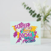 Super mam Saving the World Briefkaart (Staand voorkant)