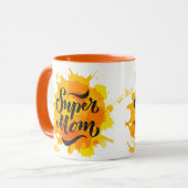 Super Mam Sinaasappel en Gele Mok (Voorkant links)