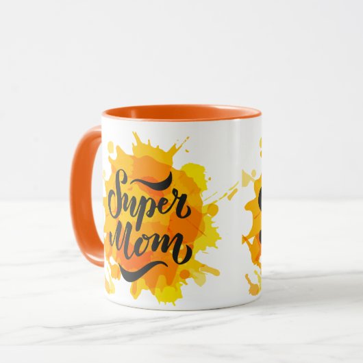 Super Mam Sinaasappel en Gele Mok (Voorkant links)