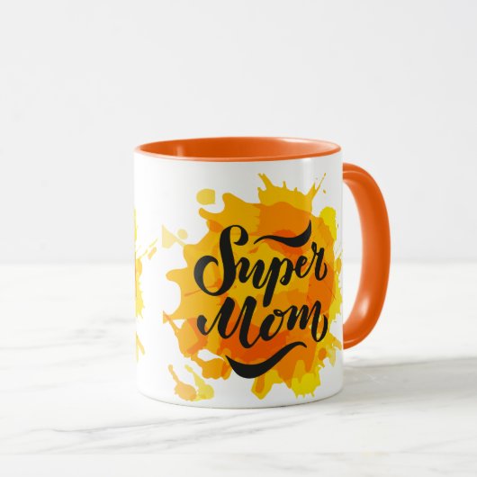 Super Mam Sinaasappel en Gele Mok (Voorkant rechts)