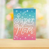 Super mam Stars Hearts lettering Moederdag Kaart