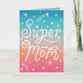 Super mam Stars Hearts lettering Moederdag Kaart (Voorkant)