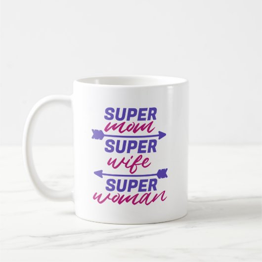Super mam, super vrouw, super vrouw koffiemok (Links)