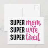 Super mam Super Wife Super Tired Briefkaart (Voorkant / Achterkant)