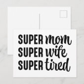 Super mam Super Wife Super Tired Briefkaart (Voorkant / Achterkant)