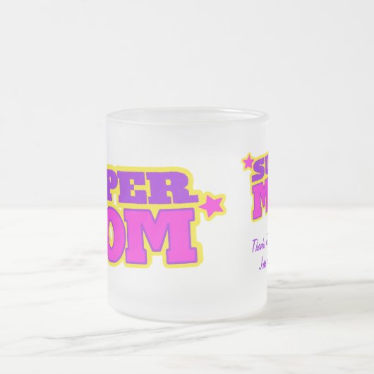 Super mam superheld stijl bedankt matglas koffiemok (Center)