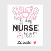 Super mam tegen dag zuster tegen nacht sticker (Vel)
