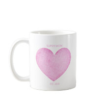 Super mam Waterverf Roze Heart Moederdag