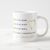 Super mam Wife Boss Heart Moederdag Grote Koffiekop (Rechts)