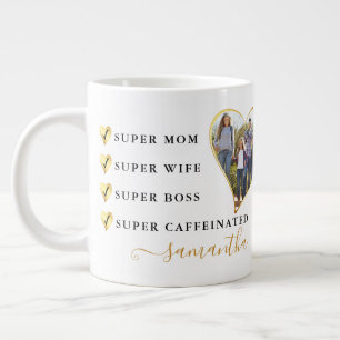 Super mam Wife Boss Heart Moederdag Grote Koffiekop