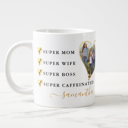 Super mam Wife Boss Heart Moederdag Grote Koffiekop (Links)