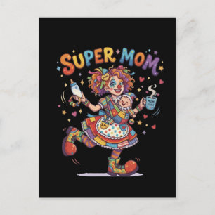 Super Mama Circusclown Moederschap Humor Briefkaart