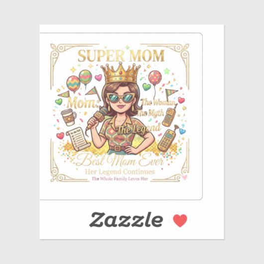 Super mama sticker vierkant (Vel)