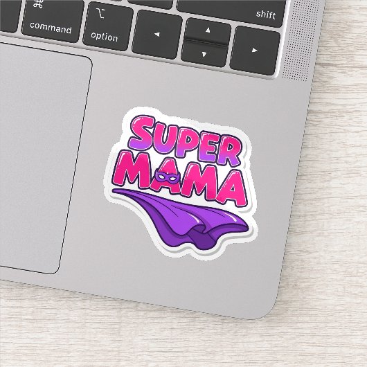Super Mama Superheld Moeder Cape Sticker (Detail)