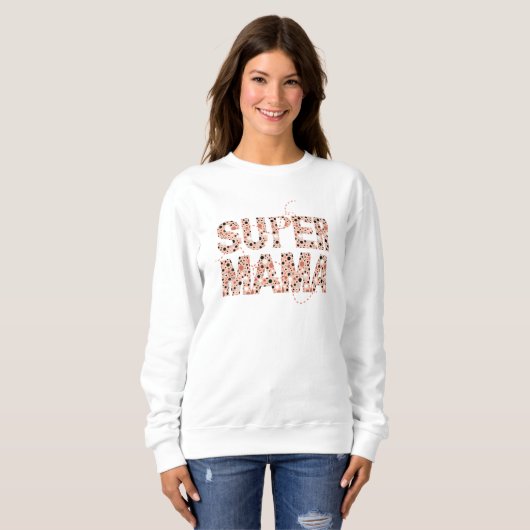 Super Mama Typografie Speelse Stippen Trui (Voorkant volledig)