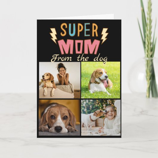 Super mama... Vier foto's, aangepaste Kaart Beagle (Voorkant)