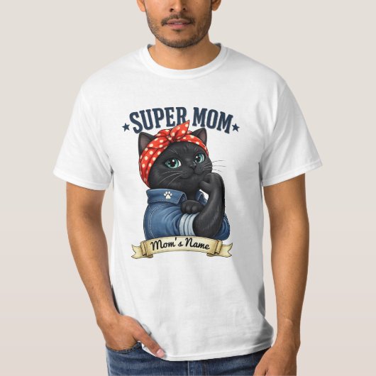 Super Mama Zwarte Kat – Moederdag Shirt (Voorkant)