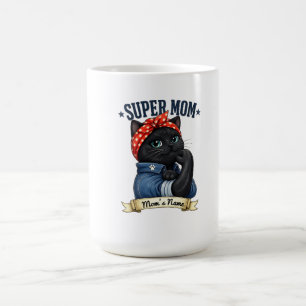 Super Mama Zwarte Kat – Moederdag Shirt Koffiemok