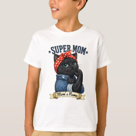 Super Mama Zwarte Kat – Moederdag T-shirt