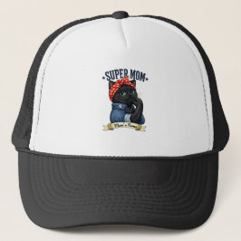 Super Mama Zwarte Kat – Moederdag T-shirt Trucker Pet