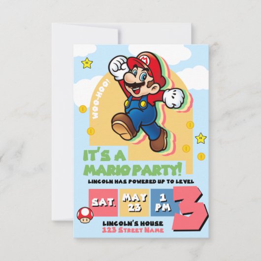 Super Mario Birthday Invitation Kaart (Voorkant)
