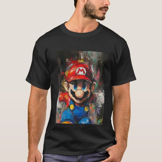 Super Mario Logo Black Shirt (Voorkant)