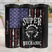 Super Mechanic Amerikaanse Vlag Patriottisch Thermosbeker