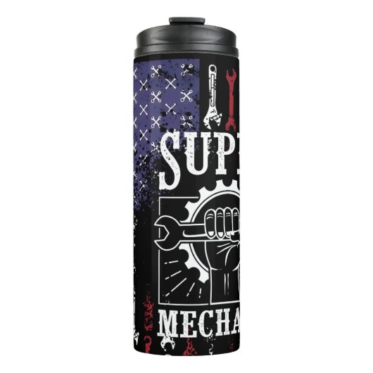 Super Mechanic Amerikaanse Vlag Patriottisch Thermosbeker (Voorkant)