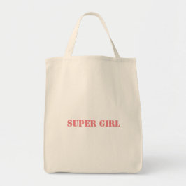 Super Meisje Gedrukte Naam Tekst Kruidenier-Tas Sh Tote Bag