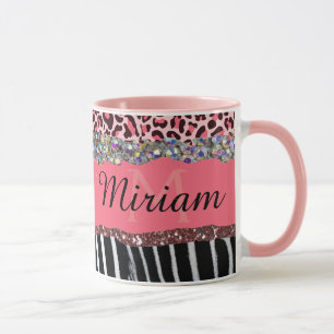 Super Meisjesachtige Roze Glitters Exotische Luipa Mok