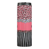 Super Meisjesachtige Roze Glitters Exotische Luipa Thermosbeker (Achterkant)