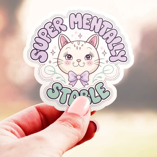 Super mentaal stabiel Ironic Cat Vinyl Sticker