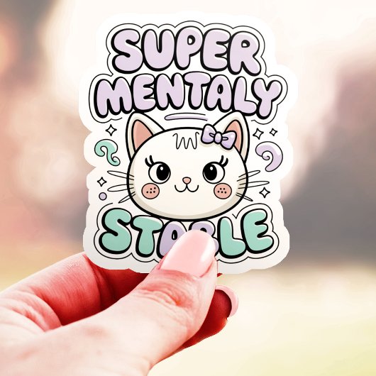Super Mentaal Stabiele Schattigee Cat Vinyl Sticker