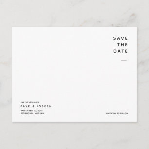 Super Minimalist White Save the Date Briefkaart