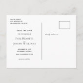 Super Minimalist White Save the Date Briefkaart (Achterkant)