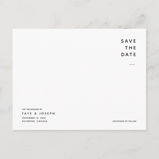 Super Minimalist White Save the Date Briefkaart (Voorkant)
