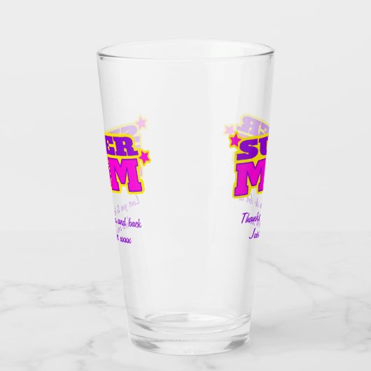 Super Moeder aangepaste bericht roze paarse afbeel Glas (Links)