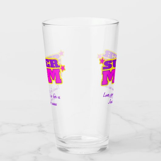 Super Moeder aangepaste bericht roze paarse afbeel Glas (Rechts)